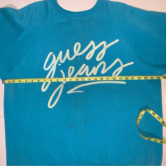 Guess Jeans Vintage Crewneck Sweatshirt 80s 90s Light Teal XL - Picture 3 of 10